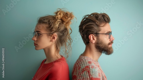 The distance in their gazes mirrors the chasm in their communication as a young couple navigate the aftermath of a disagreement.