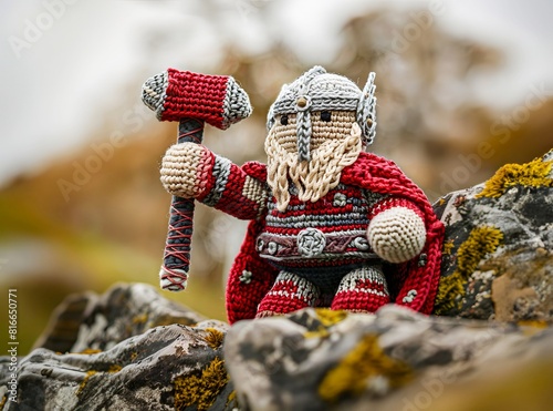 Crocheted God Thor with Mjölnir