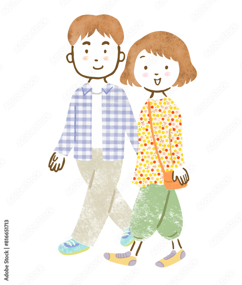 男女カップルの手描きイラスト