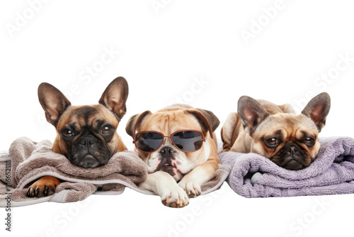 Cats and Dogs Enjoy Luxury Treatments On Transparent Background.