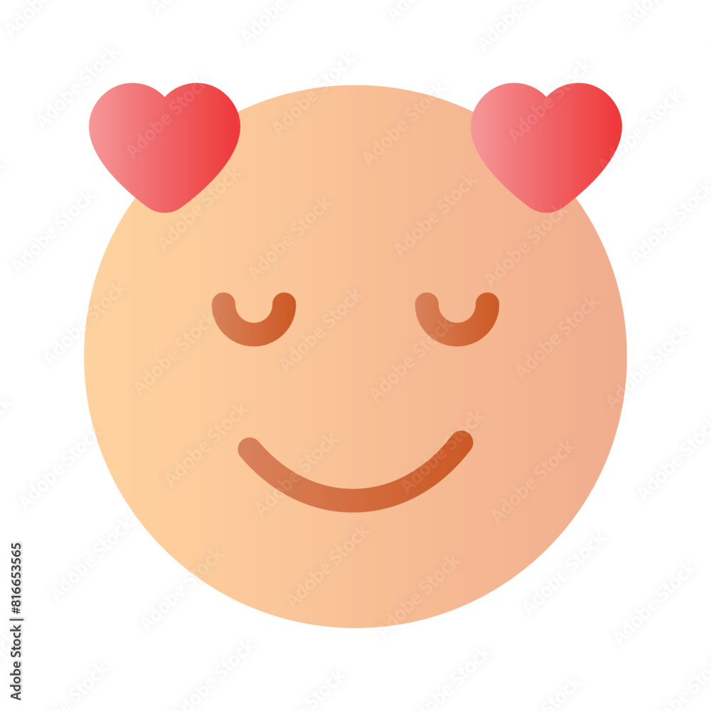 Happy face with heart symbols, concept icon of in love emoji Happy face with heart symbols, concept icon of in love emoji