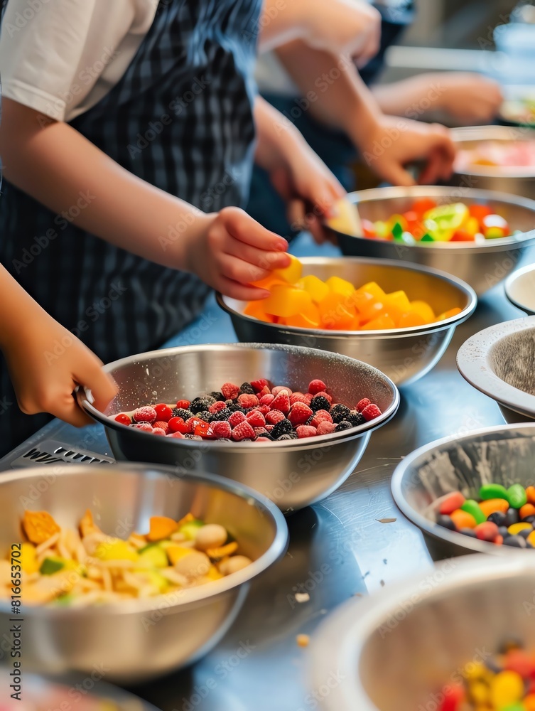 Illustrate a cooking class where students make 100piece snack mixes Illustrate a cooking class where students make 100piece snack mixes