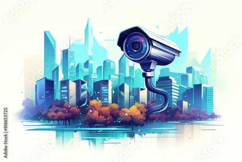 surveillance camera for the city, illustration