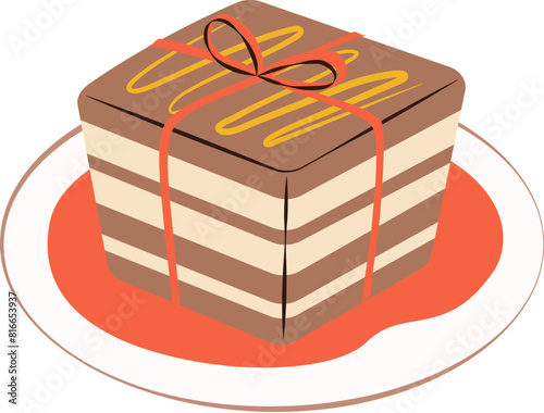 Braise pork belly with red lines wrapped