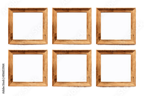 The Enchanted Quartet of Wooden Frames on White or PNG Transparent Background.