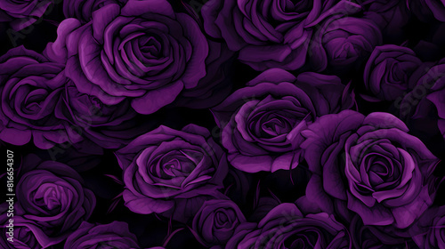 Rich purple roses a black floral background