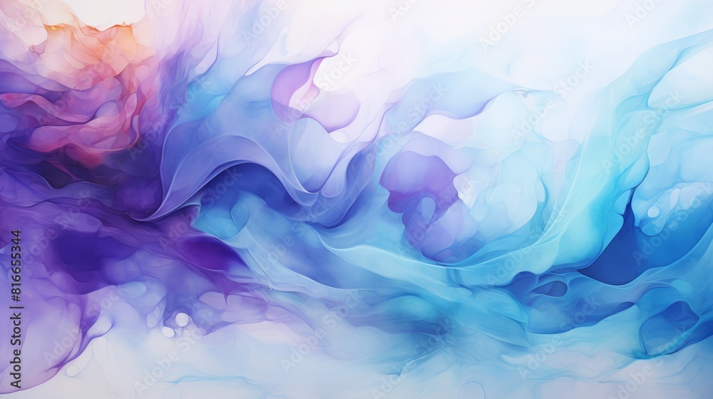 The image is a watercolor painting of a wave. It is blue and purple, with a white background. The wave is crashing on the shore. The image is a watercolor painting of a wave. It is blue and purple, with a white background. The wave is crashing on the shore.