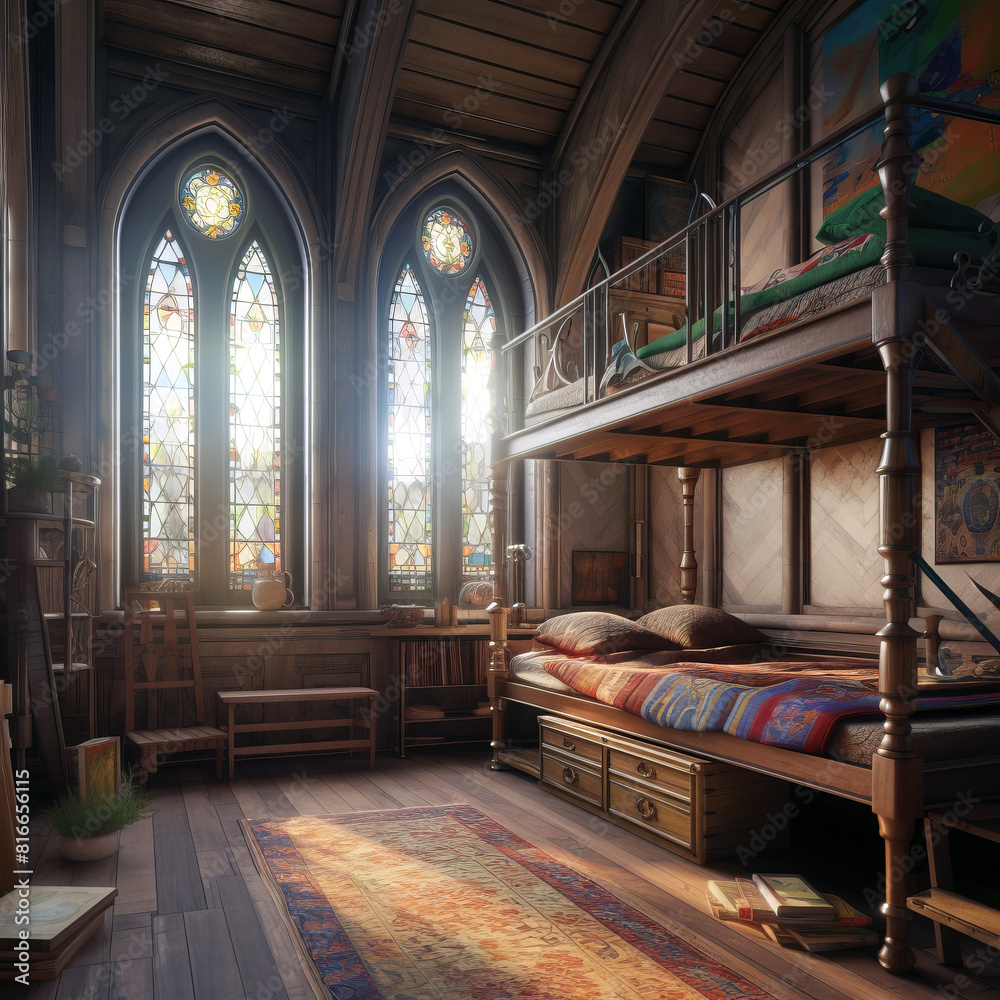 Fototapeta premium Gothic style children room interior.