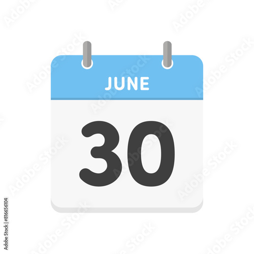 6月30日･JUNE 30th の日めくりカレンダーのアイコン - 6/30･6月末日のイメージ素材
 photo