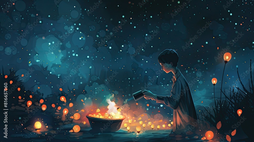 Fototapeta premium banner background of National Day of Light theme banner design for microstock, no text, and wide copy space, [A series of images showing lights