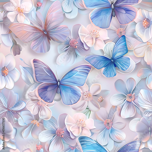 Butterfly and flower seamless pattern