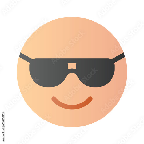 Glasses on emoji face showing concept icon of cool emoji, proud emoji