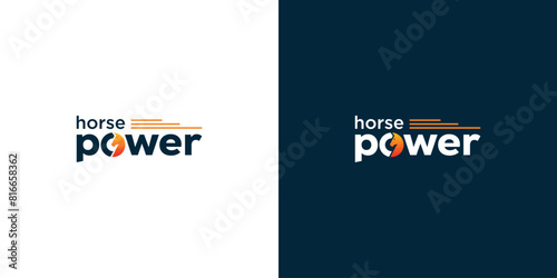 Simple Horse Power Logo Design, Icon, Symbol, Vector Template.