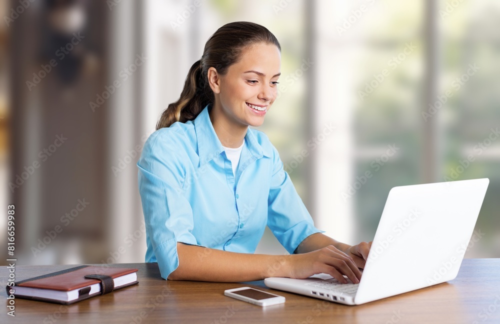 Businesswoman work in office with laptop computer Businesswoman work in office with laptop computer