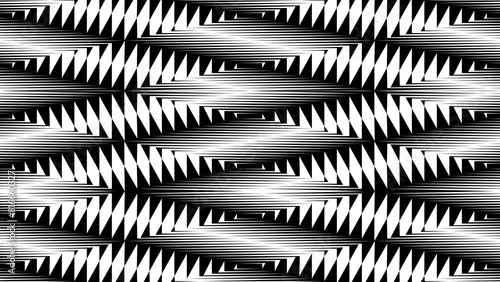 Abstract creative black and white zigzag stripe geometric diamond shape pattern monochrome background illustration.