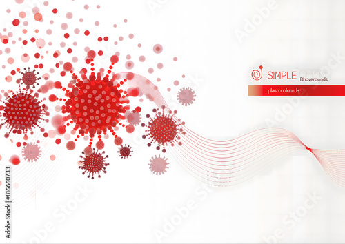 Red Abstract Virus and Waves Design
