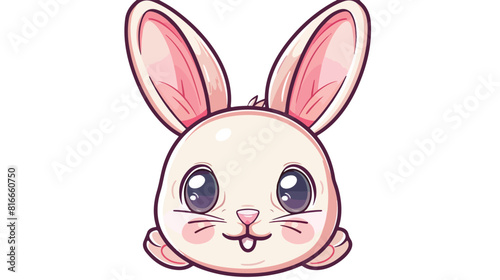 Rabbit with kawaii face icon. Cute animal cartoon 