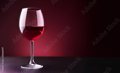 Glass of wine set against an elegant dark red background. Perfect for wine advertisements, upscale dining promotions, and event invitations, this high-quality image exudes luxury and refinement