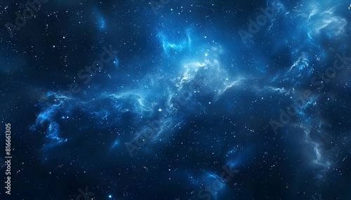 blue nebula in space  starry sky  dark background