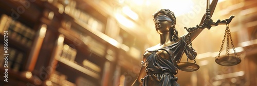 Legal Concept: Themis is Goddess of Justice and law on the background of books