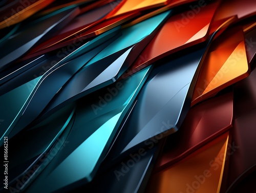 Colorful geometric shapes with a shiny reflective surface. photo