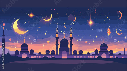 Ramadan dates line and fill style icon design Islamic