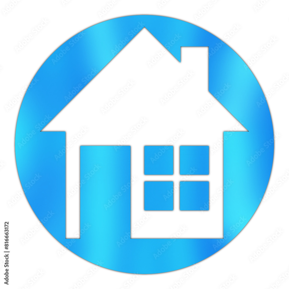 Glossy Blue Real Estate Icon Isolated on White Glossy Blue Real Estate Icon Isolated on White