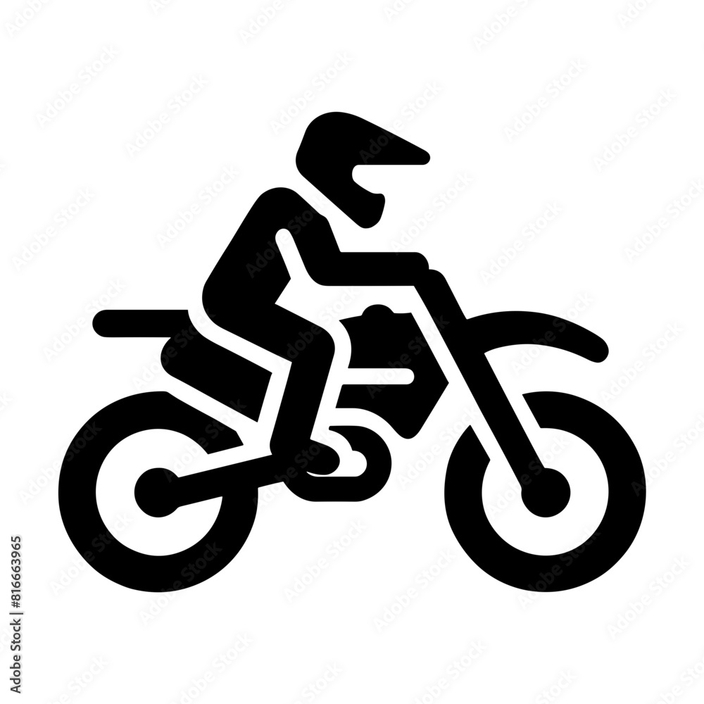 Motocross Icon with Monochrome Style Isolated on White Background. SVG Vector