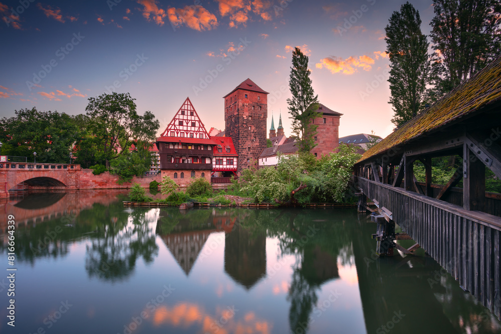 Nuremberg, Germany. Cityscape image of old town Nuremberg, Germany at beautiful spring sunrise.