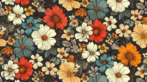 Modern retro floral background with flowers. Ideal for advertisements  book covers  etc.