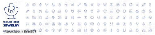 100 icons Jewelry collection. Thin line icon. Editable stroke. Jewelry icons for web and mobile app.
