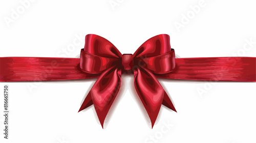Red ribbon with bow on white background Vector style