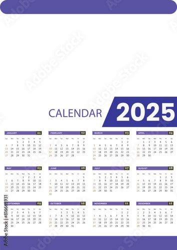 2025 Calendar Template, 2025 wall calendar design abstract template design for 2025 new year