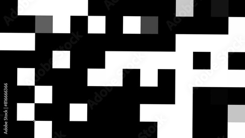 Black and white squares flickering. Flickering screen. Digital glitch effect. Simple pattern or texture.