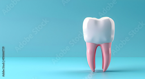 A tooth on a blue background.