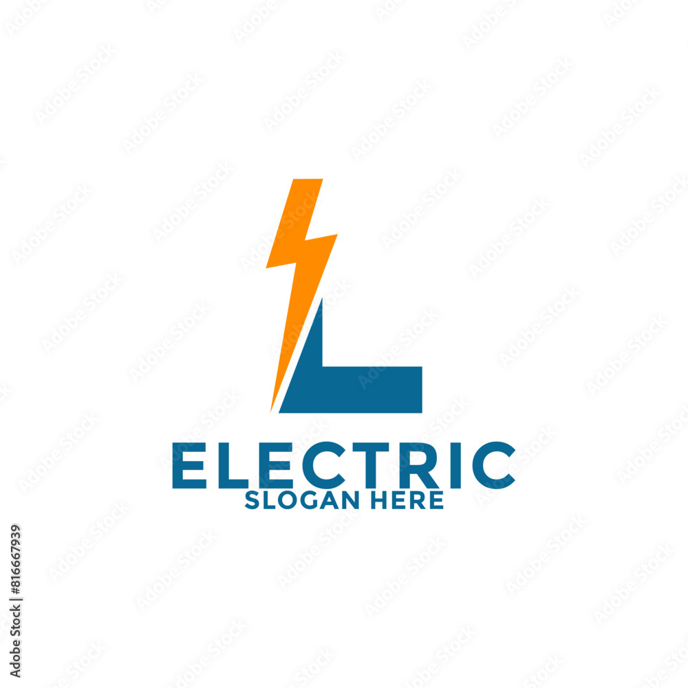 Initial L Letter with Lightning Bolt Logo Vector Design, Electric Logo template Initial L Letter with Lightning Bolt Logo Vector Design, Electric Logo template