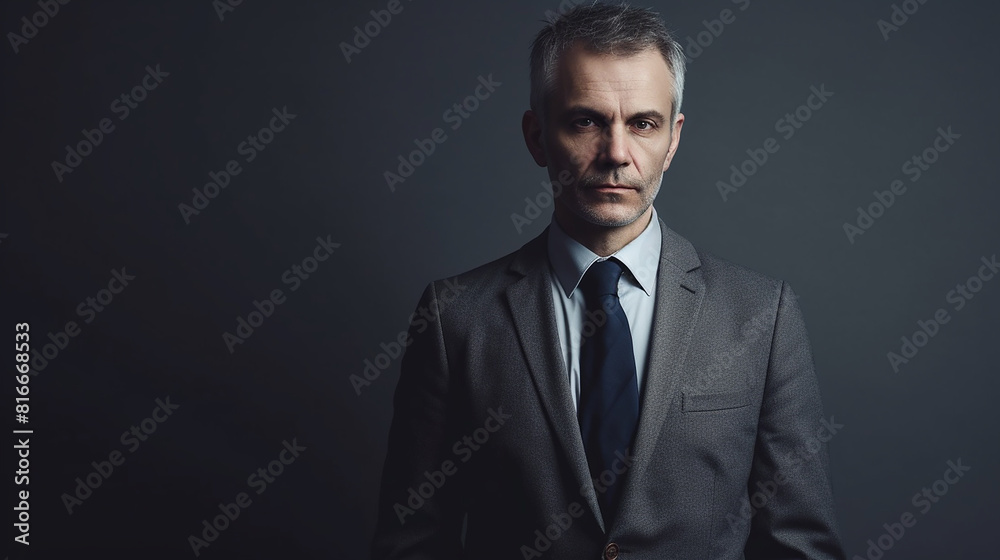 Portrait businessman with a gray solid background Portrait businessman with a gray solid background