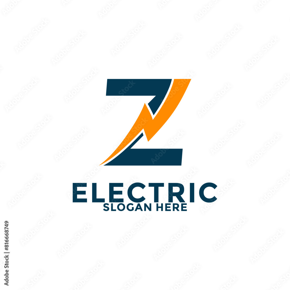 Initial Z Letter with Lightning Bolt Logo Vector Design, Electric Logo template Initial Z Letter with Lightning Bolt Logo Vector Design, Electric Logo template