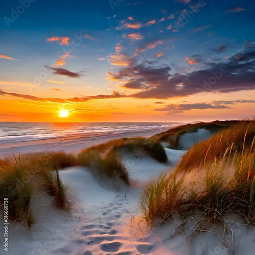 Golden Dunes  Texel Island Beach at Sunset