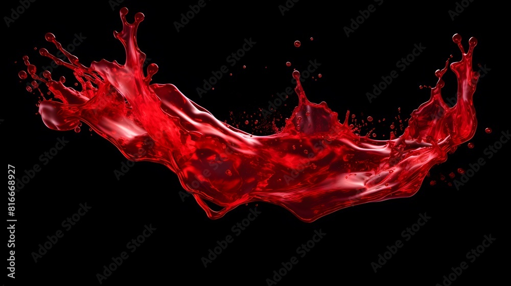 Red energy drink splashes on a black background Red energy drink splashes on a black background