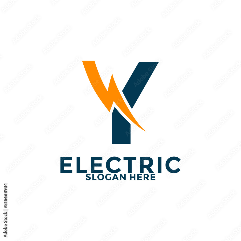 Initial Y Letter with Lightning Bolt Logo Vector Design, Electric Logo template Initial Y Letter with Lightning Bolt Logo Vector Design, Electric Logo template