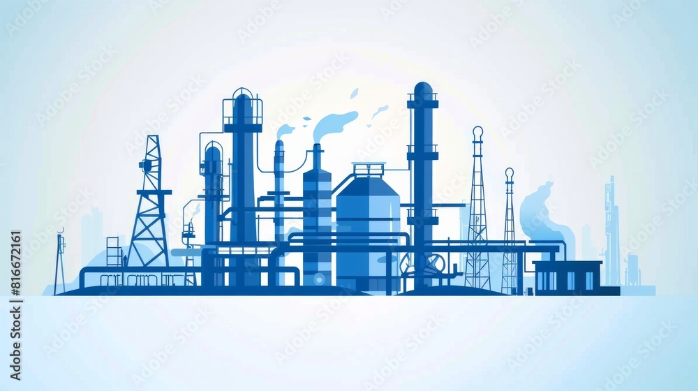 Obraz premium Minimalistic Illustration application oil production In blue tones on white background