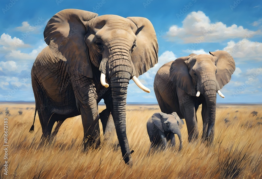 Obraz premium African Elephants on the savannah