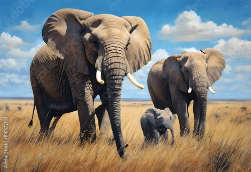 African Elephants on the savannah
