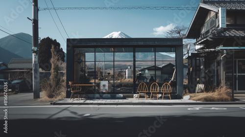 Modern Japanease Coffee house on the road side 01 photo