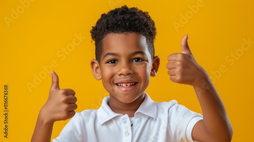 Boy Giving Double Thumbs Up photo