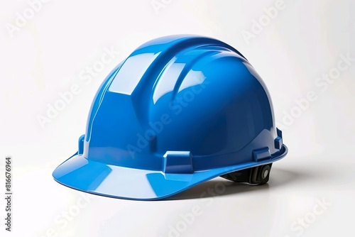 blue hard hat. construction helmet isolated on white background.
