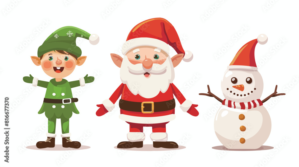Santa claus and elf with snowman avatar character Vector