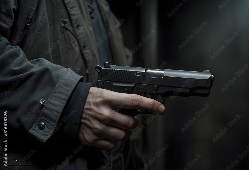Person Holding Gun, Getting ready to commit a robbery. Person Holding Gun, Getting ready to commit a robbery.