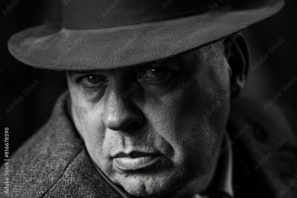 Generative AI image of man in coat in city detective and mafia Generative AI image of man in coat in city detective and mafia